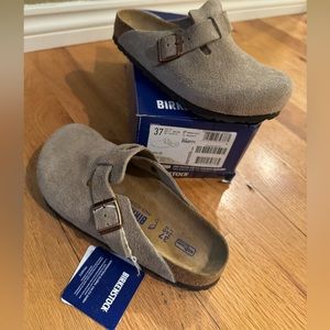 Boston Suede Taupe Birkenstocks